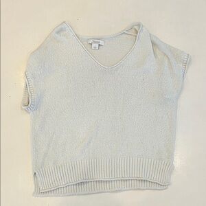 White Knit V-Neck Sweater